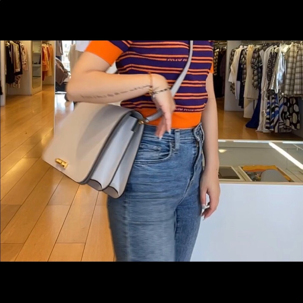 Marni Adjustable Strap Shoulder or Crossbody Bag; color is grey